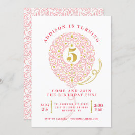 ホイエレガントルフェイクバレースのようルーン5th誕生日パーティー 招待状