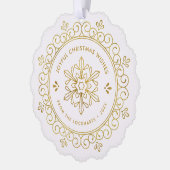 ホイエレガントルフェイクフレームラウンドホリディフォトカード オーナメントカード (左)