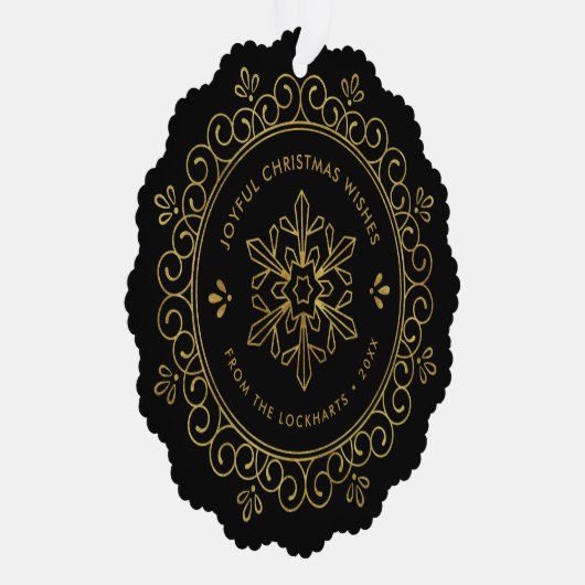 ホイエレガントルフェイクフレームラウンドホリディフォトカード オーナメントカード (右)