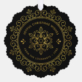 ホイエレガントルフェイクフレームラウンドホリディフォトカード オーナメントカード (正面)