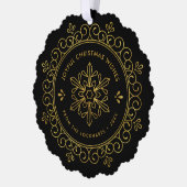 ホイエレガントルフェイクフレームラウンドホリディフォトカード オーナメントカード (左)