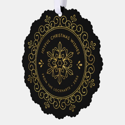 ホイエレガントルフェイクフレームラウンドホリディフォトカード オーナメントカード (左)