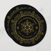 ホイエレガントルフェイクフレームラウンドホリディフォトカード シーズンカード (正面/裏面)