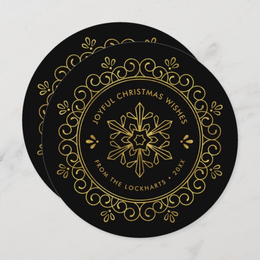 ホイエレガントルフェイクフレームラウンドホリディフォトカード シーズンカード (正面/裏面)