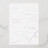 ホイエレガントルモダンウェディング日付カードを保存 箔招待状 (正面)