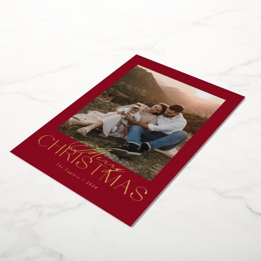 ホイエレガントルモダンフォトクリスマスカード 箔シーズンカード (回転した状態)