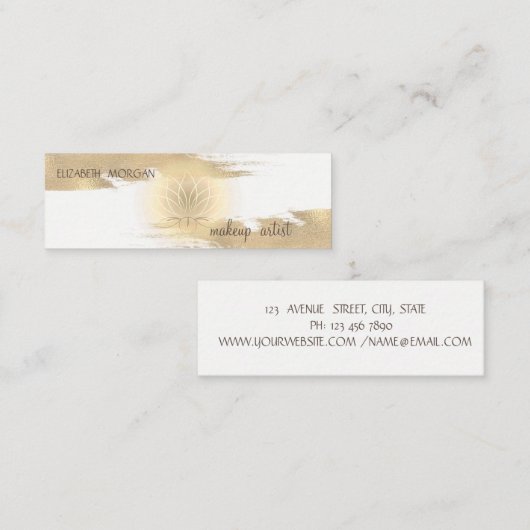 ホイエレガントルモダンブラシストローク、金ゴールドロータス スキニー名刺 (正面/裏面)