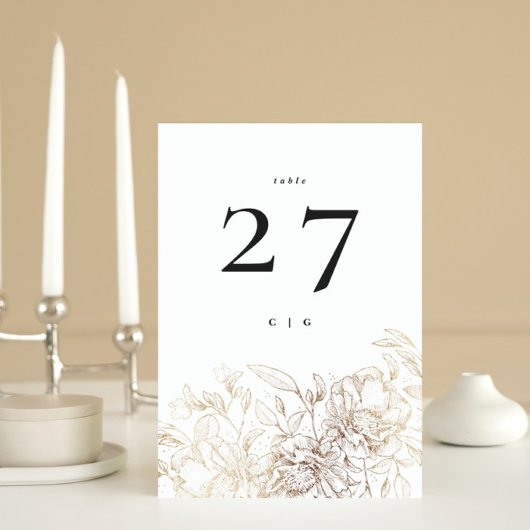 ホイエレガントル植物性モノグラム結婚ズ テーブルナンバー