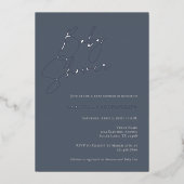 ホイエレガントル男女兼用シャワー |ほこりっぽい青 箔招待状 (正面)