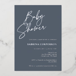 ホイエレガントル男女兼用シャワー |ほこりっぽい青 箔招待状