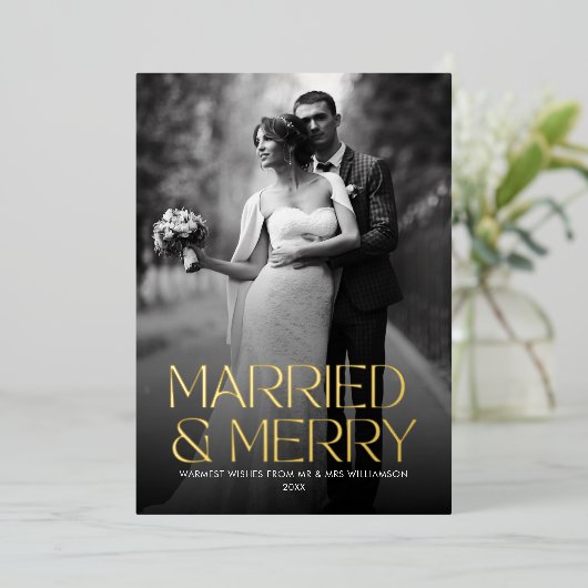 ホイエレガントル結婚したと新メリー刻の写真 箔シーズンカード (立ち正面)