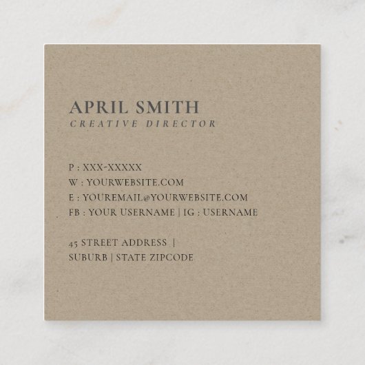 ホイエレガントル銀フェイクロータスラインスケッチフローラ スクエア名刺 (裏面)