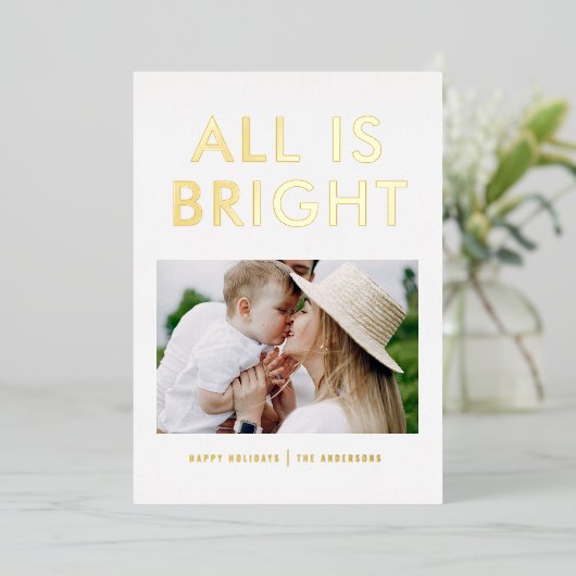 ホイエレガントル1モダン枚ホイルのホリデーカード 箔シーズンカード (立ち正面)