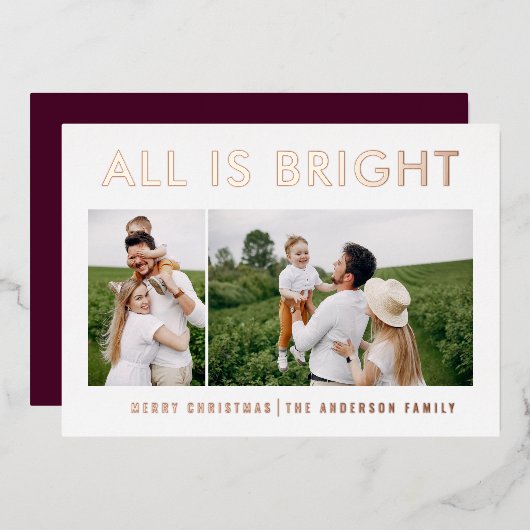 ホイエレガントル2フォイモダンホイルのホリデーカード 箔シーズンカード (正面/裏面)