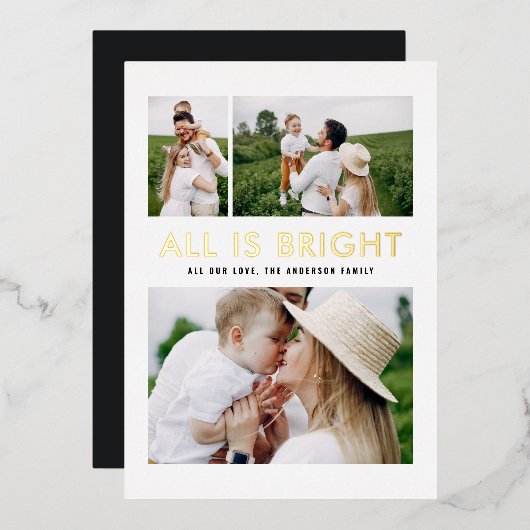 ホイエレガントル3枚モダン写真 箔シーズンカード (正面/裏面)