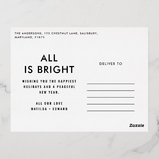 ホイエレガントル3枚モダン写真 箔シーズンポストカード (裏面)