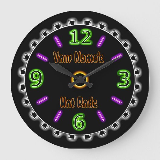 ホイカッコいいールフェイクネオンパーソナライズされた#2(壁時計) ラージ壁時計 (正面)