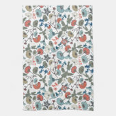 ホイカラフルメーブルオレンジグリーンフローラ キッチンタオル (縦)