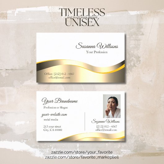 ホイクラシックトウェーブド金ゴールドデコールとフォトデラックス 名刺