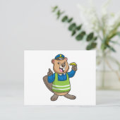 ホイストを持った警察官のビーバー ポストカード (スタンド正面)