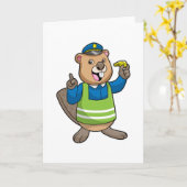 ホイスト付きの警察官としてのビーバー カード (黄色い花)