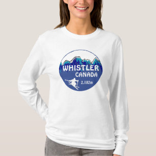 ホイスラーのカナダの青いスキー芸術の女性フード付きスウェットシャツ Tシャツ