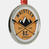 ホイスラーのブリティッシュ・コロンビアカナダのスキースノーボード メタルオーナメント (右)