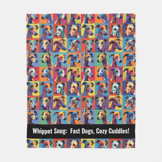 ホイッカラフルペットの鼻カスタム付き文字 フリースブランケット (正面)