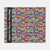 ホイッカラフルペットの鼻カスタム付き文字 フリースブランケット (正面(横))