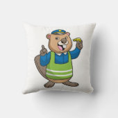 ホイッスルで警察官としてのビーバー クッション (裏面)