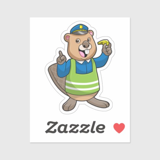 ホイッスルで警察官としてのビーバー シール (シート)