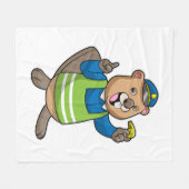 ホイッスルで警察官としてのビーバー フリースブランケット (正面(横))