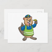 ホイッスルで警察官としてのビーバー ポストカード (正面/裏面)