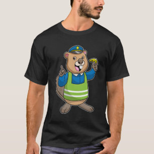 ホイッスルで警察官としてのビーバー Tシャツ