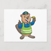 ホイッスルを持つ警察官としてのビーバー ポストカード (正面)