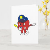 ホイッスル&バトンを持つ警察官としてアップル カード (黄色い花)