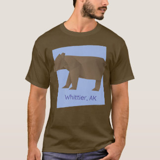 ホイッティエAKブラウン折り紙クマ抽象芸術幾何学的 Tシャツ