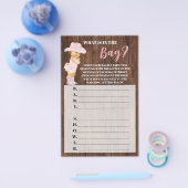 ホイットインバッグ女性のカーボーイベビーシャワーゲームカード チラシ (シングル)