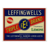 ホイットティアCAのレフィングウェルのカリフォルニアのレモン ポスター (正面)