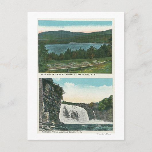 ホイットニー山からの湖の眺め、レインボー滝 ポストカード (正面)