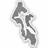 ホイットビー島アイランド郡地図デザイン シール (正面)