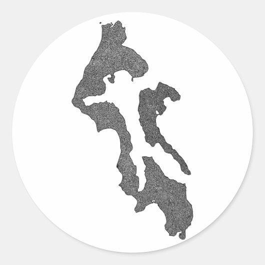 ホイットビー島アイランド郡地図デザイン ラウンドシール (正面)