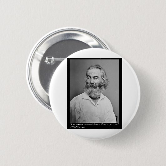 ホイットマンの人生の喜びの愛の引用文ギフトティースマグカップなど 缶バッジ (正面&裏面)