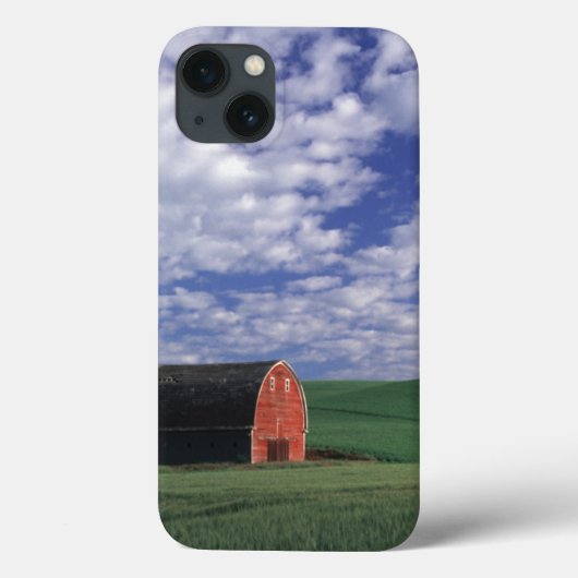 ホイットマンの小麦と大麦の畑の中の赤い納屋 Case-Mate iPhoneケース (裏面)