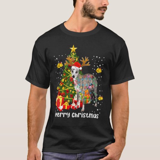 ホイップクリスマスライトツリーサンタクリスマスパジャマスドッグ Tシャツ (正面)