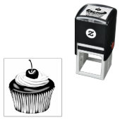 ホイップクリームとさくらんぼのカップケーキ セルフインキングスタンプ (インサイチュ)