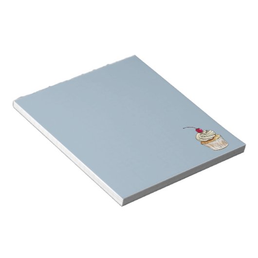 ホイップクリームとさくらんぼの水彩入りカップケーキ ノートパッド (アングル)