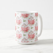 ホイップクリーム付き水彩色ピンク&ホワイトカップ コーヒーマグカップ (正面右)