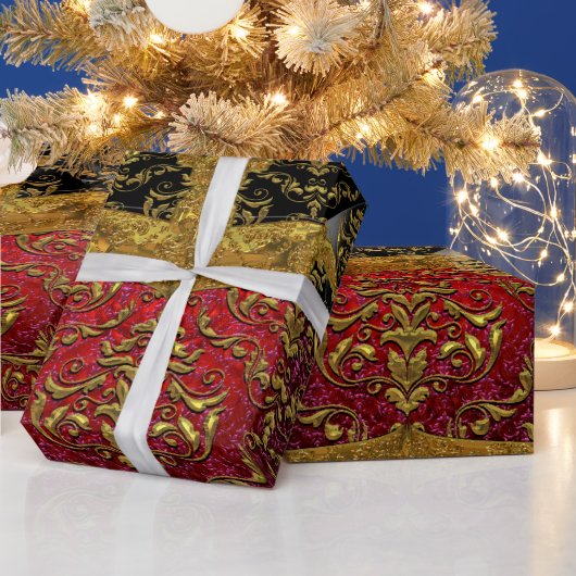 ホイバーグスダマスクバエレガントロック    ラッピングペーパー (クリスマス)