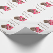 ホイパーソナライズされたムピンクのカップケーキ ラッピングペーパー (角)